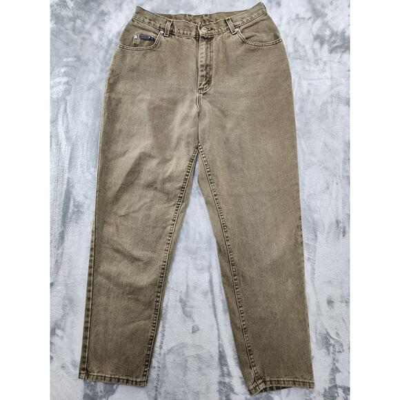 Vintage Lee Riveted High Rise Mom Denim Jeans Size 14 Green Union Made Cotton - Picture 1 of 11
